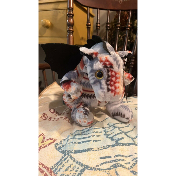 12 In NWT Stuffed Animal Grey Dragon Western Print NWT By Nativo - Picture 1 of 8